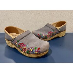 Dansko Vegan Jute Artisan/Embroidered Paisley Clog Boho Cottagecore Sz 37 6.5